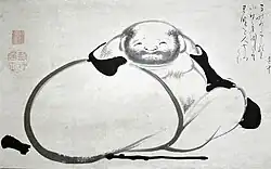 Minimalist painting of Hotei and his bag, by Itō Jakuchū (1716–1800), Edo period
