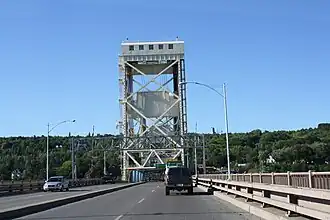 Looking north while crossing bridge