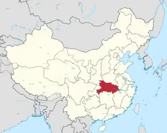 Location of Hubei in China