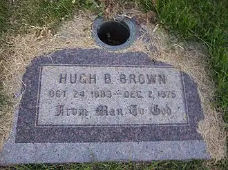 Grave marker of Hugh B. Brown.
