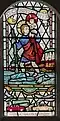 St Christopher carrying the Christ child in front of the cliffs of Hunstanton in St Edmund's, Hunstanton, by John Lawson of Faith Craft, 1962