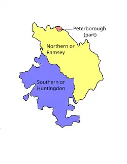 Map of parliamentary constituencies in Huntingdonshire 1885–1918