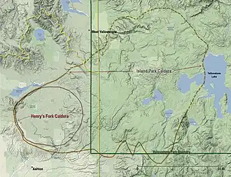 Diagram of Island Park and Henry's Fork Caldera.
