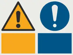 A multi-message sign for hazard and mandatory action, in a vertical format