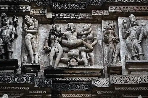 Acrobatic sex at Vishvanatha Temple: Man on top