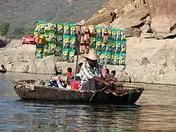 Indian coracle on the Kaveri river