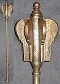 Indian shishpar (flanged mace), steel with solid shaft and eight-flanged head, 24 in (610 mm)