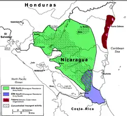 Insurgency area in Nicaragua (1988)​​‌