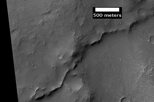Example of inverted terrain in Parana Valles region, as seen by HiRISE under the HiWish program.