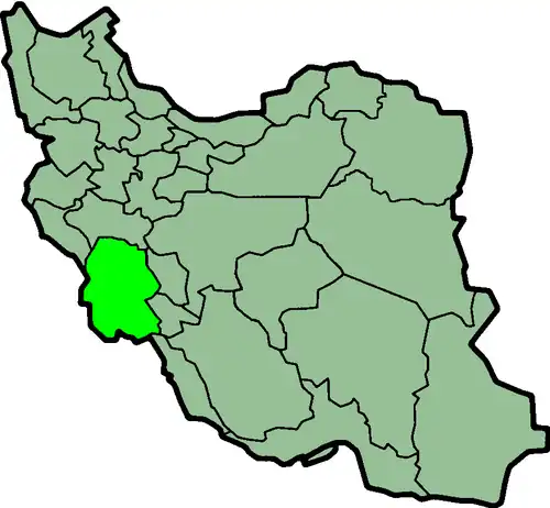 Map of Iran, with Khuzestan province in the southwest