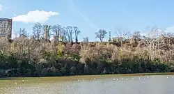 a river and a hillside above it