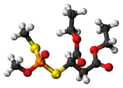 Ball-and-stick model of the isomalathion molecule