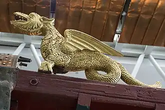 One of the two basilisk carvings