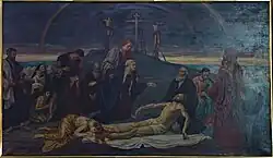 Painting with a motif of the Crucifixion by J. Unierzyski