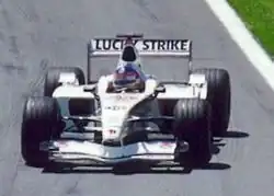 Jacques Villeneuve driving the BAR 003 in the same race