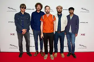 Kaiser Chiefs at the launch of the Jaguar XE in 2014 From left: Andrew White, Simon Rix, Ricky Wilson, Nick Baines, Vijay Mistry
