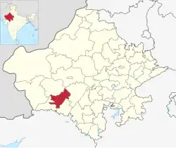 Location of Jalore district in Rajasthan