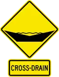 W6-3-4 Cross-drain. The supplementary plate with the inscription "CROSS-DRAIN" is optional.
