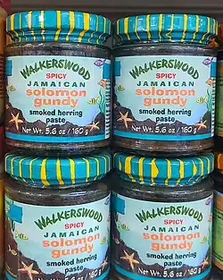 Solomon gundy— red herring pâté, typically eaten with crackers.