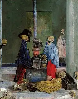 Skeletons Warming Themselves (1889), oil on canvas, 74.8 × 60 cm, Kimbell Art Museum, Fort Worth