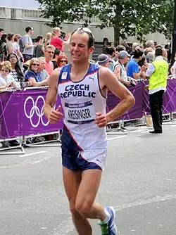 Jan Kreisinger on course of the men's marathon