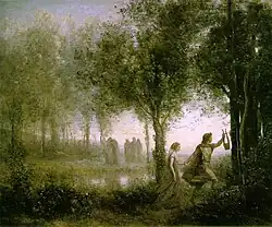 Jean-Baptiste-Camille Corot, Orpheus Leading Eurydice from the Underworld (1861), 112.3 x 137.1 cm