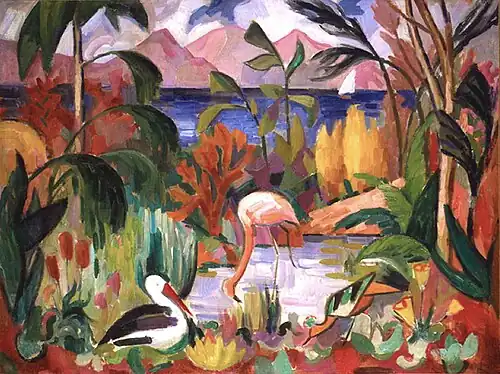Jean Metzinger, Paysage coloré aux oiseaux aquatiques, 1907, oil on canvas, 74 × 99 cm, Musée d'Art Moderne de la Ville de Paris