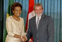 Governor General Michaëlle Jean with President of Brazil Luiz Inácio Lula da Silva, in Brasília, Brazil, 2007