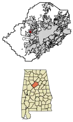 Location of Maytown in Jefferson County, Alabama.