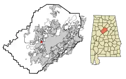 Location in Jefferson County and the state of Alabama