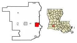 Location of Jennings in Jefferson Davis Parish, Louisiana.