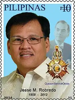 Robredo on a 2013 stamp of the Philippines featuring the QSC
