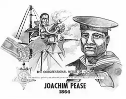 U.S. Navy recruiting poster highlighting Joachim Pease, 1970s