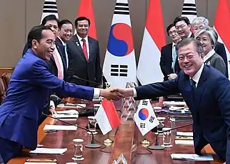 Jokowi with South Korean President Moon Jae-in