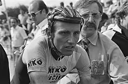 Black-and-white photograph of Zoetemelk, wearing cycling gear