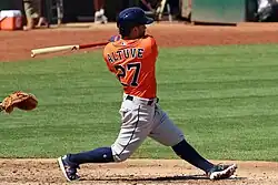 Jose Altuve batting at the Oakland Coliseum, September 10, 2017