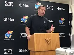 Joshua Eargle as the interim head football coach for the Kansas Jayhawks in his post game press conference following the Kansas vs. West Virginia game on October 17, 2020