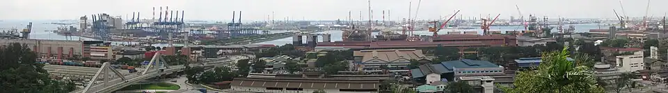 Image 32Jurong Industrial Estate, Singapore, with Jurong Island in the background (from Geography of Singapore)