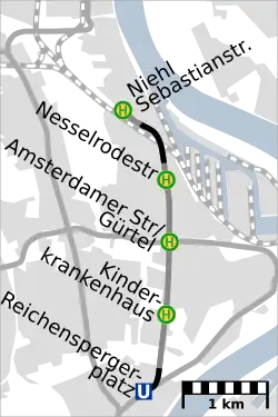 Map of the Amsterdamer Straße line