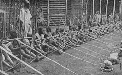 Children in Cameroon weaving, 1919.