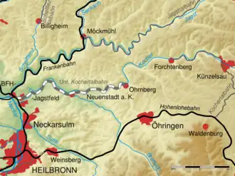 Map of Lower Kocher Valley Railway
