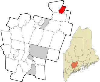 Location in Kennebec County and the state of Maine