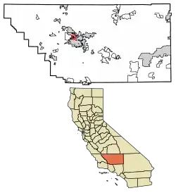 Location of Greenacres in Kern County, California.