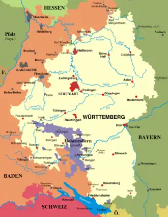 Location of Württemberg
