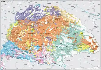 Ethnic map of the Kingdom of Hungary in 1784