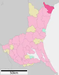 Location of Kitaibaraki in Ibaraki Prefecture
