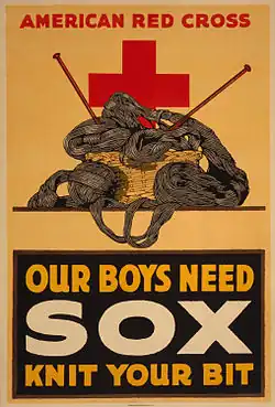 Our boys need sox - knit your bit, US, 1917–1918