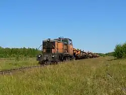 Locomotive TU6A-3809 with freight train