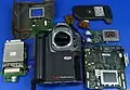 The main components inside the Kodak DCS315 DSLR camera with Nikon Pronea 6i body