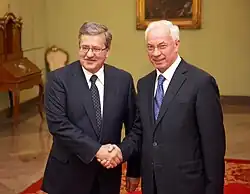 President Bronisław Komorowski with Mykola Azarov (2010)